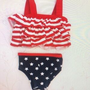 Striped Ruffle Bikini with Star Bottoms
